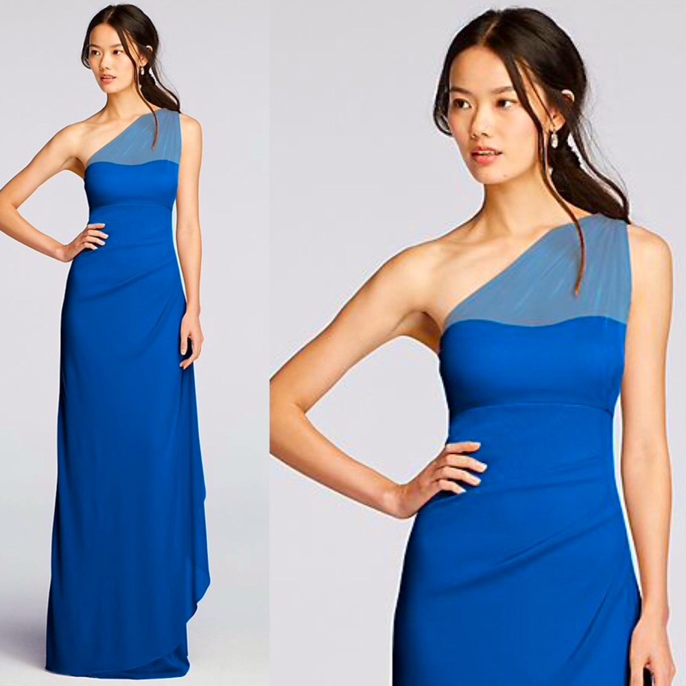 Cobalt blue David’s Bridal Prom dance formal long maxi length gown dress size 6